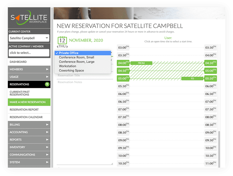 Coworking Reservation Calendar